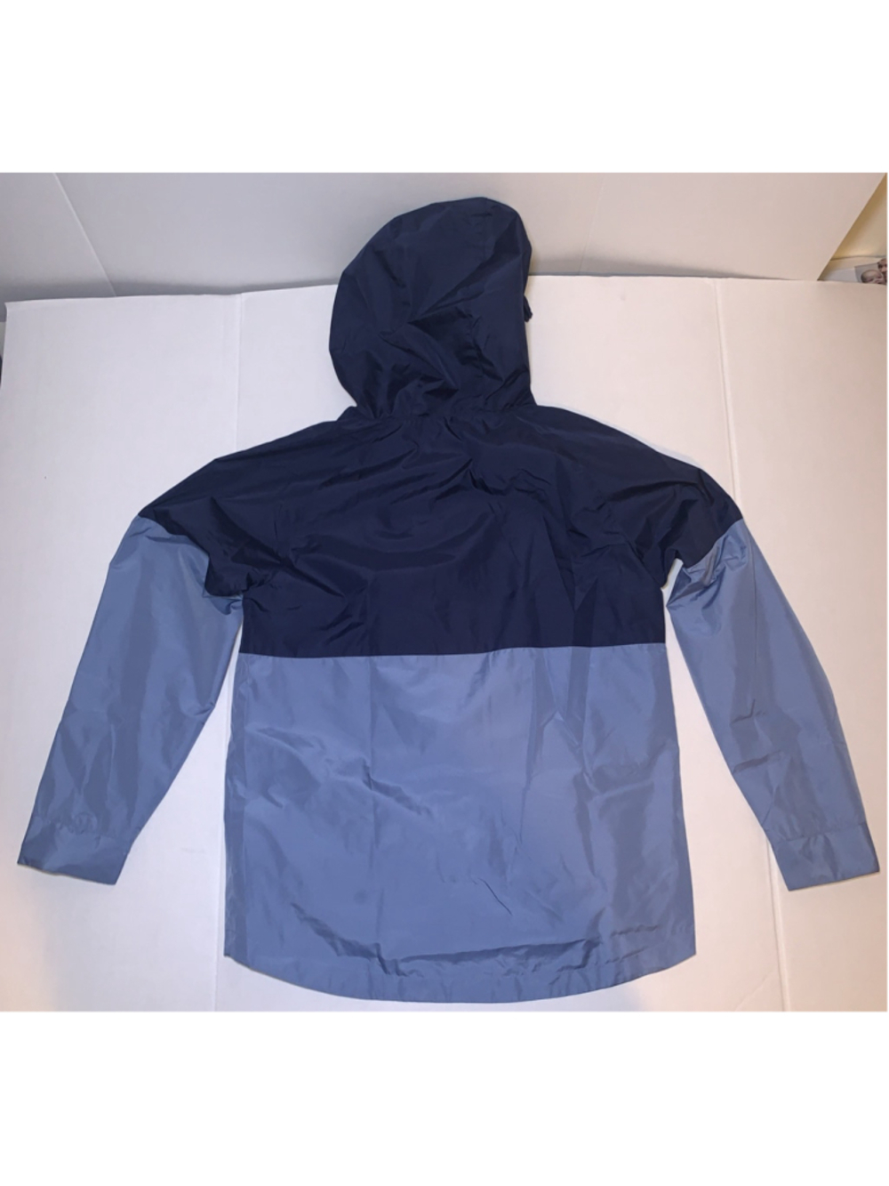 Eddie Bauer Kids Hooded Windbreaker Jacket Navy Blue, Green Inside Size L 14/16 - Picture 14 of 16